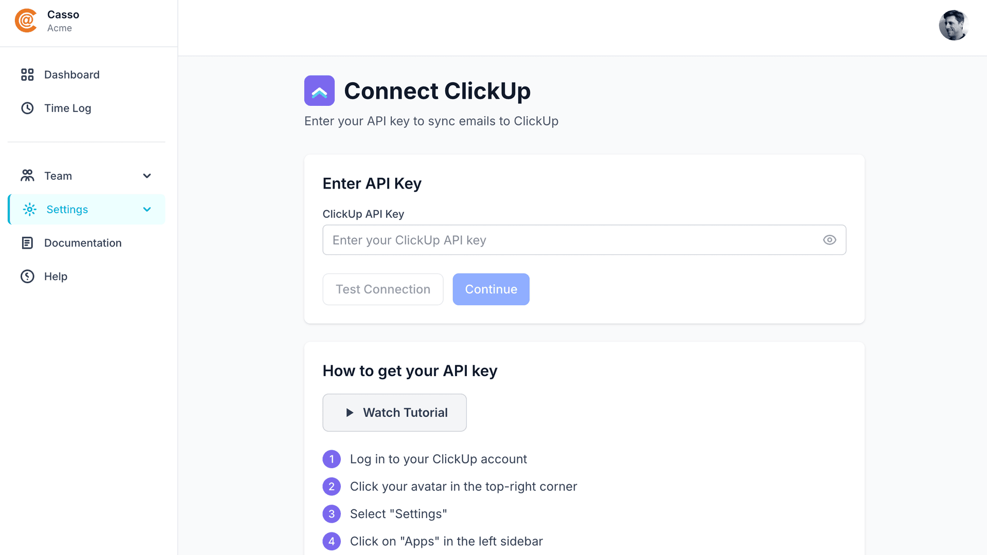 Casso API key tutorial
