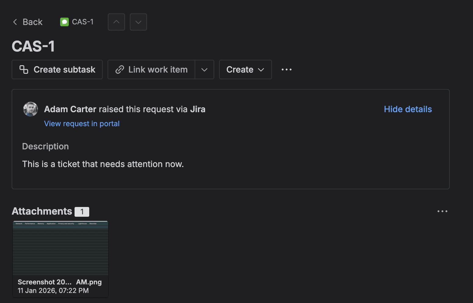 Email with PROJ-123 in subject line routing to existing Jira ticket